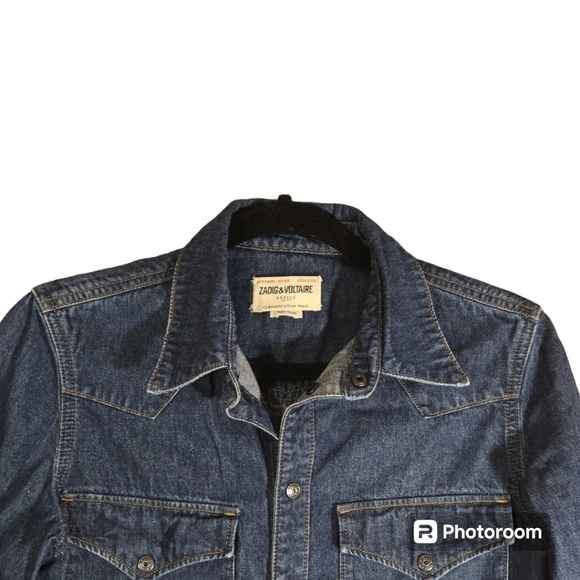 Zadig Voltaire Thelma Western Denim Shirt Size Medium - Picture 6 of 12